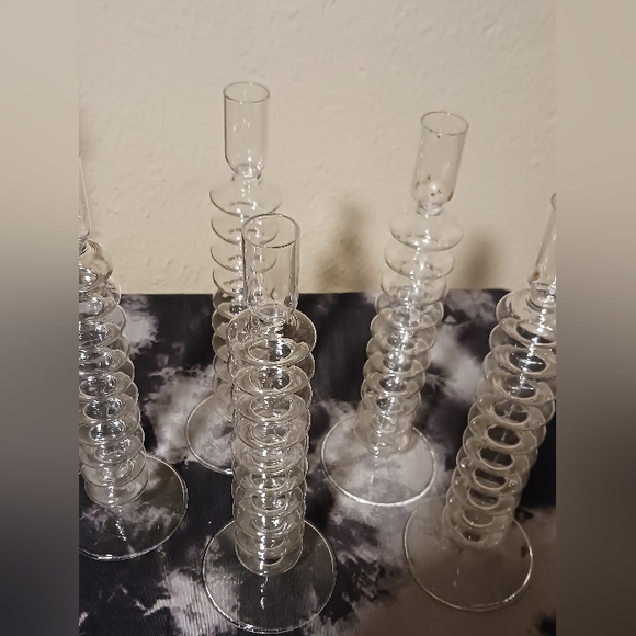 Bubble Glass Candle Holders 5pc - Picture 3 of 6